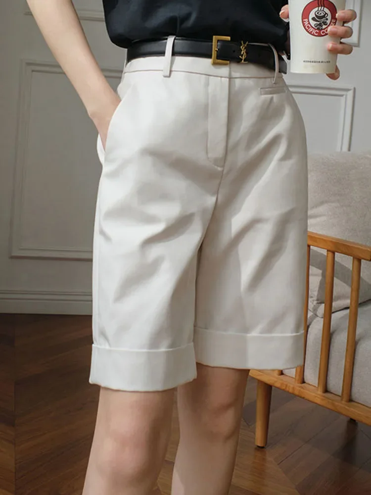 Summer High Waist Straight Cargo Shorts Women Chic Casual Baggy Pantalones Cortos Korean Fashion Loose Classic Solid Short Pants - Image 4