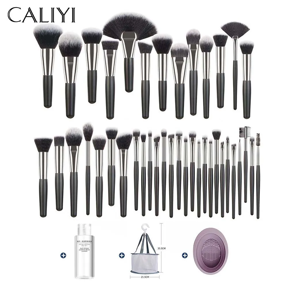 

CALIYI 15-40Pcs Makeup Brushes Soft Make Up Tools Cosmetic Powder Eye Shadow Foundation Blush Blending Detail Eyebrow Lip Beauty