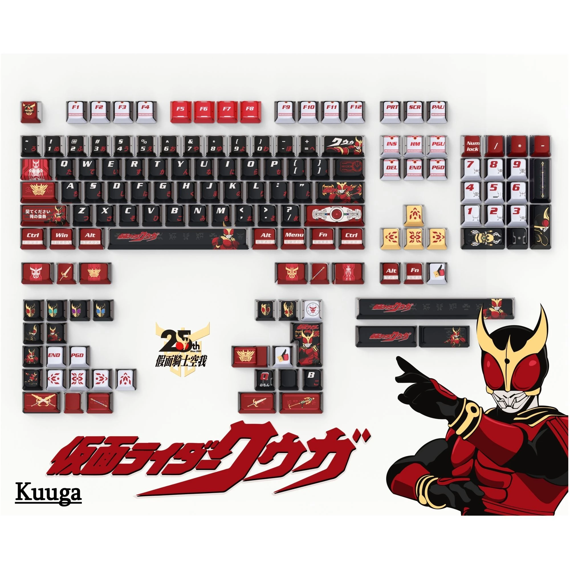 

142 Keys Kamen Rider Kuuga Keycaps Anime DIY High Value Boys Gift Peripheral 2D PBT Dye-Sub Chreey Mechanical Keyboard Keycaps