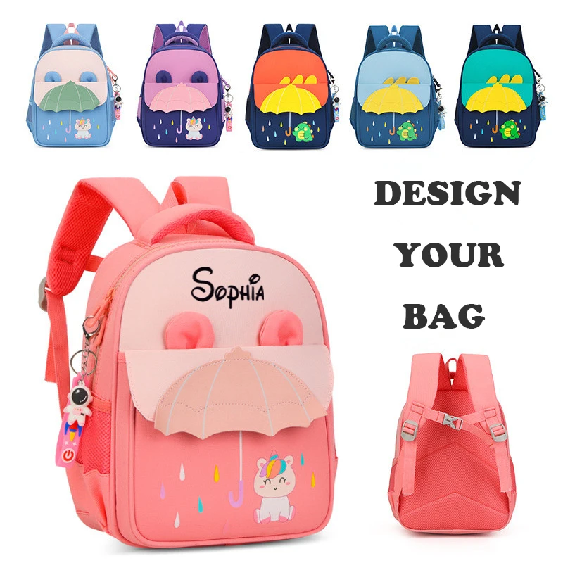 Personalized Embroidery Name Children's School Bag Cartoon Printing Kindergarten Opening Backpack for Boys and Girls Backpack