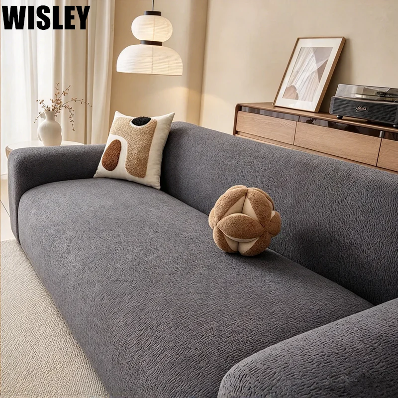 Simple Velvet Elastic Sofa Cover High Stretch Anti-slip Couch Slipcover Pet Friendly Furniture Protector 1/2/3/4 Seater