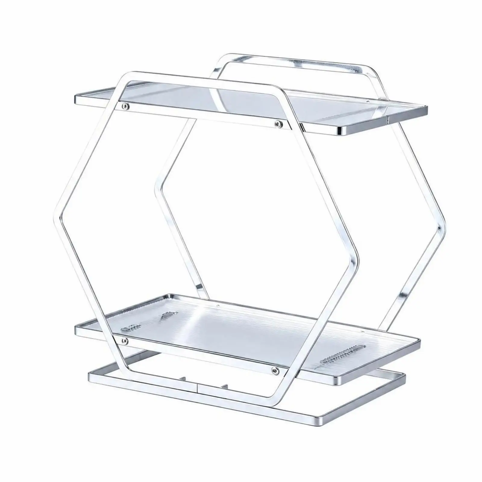 Geometric Vanity Organizer Shelf for Makeup Storage Rack with Elevated Open Design for Small Spaces