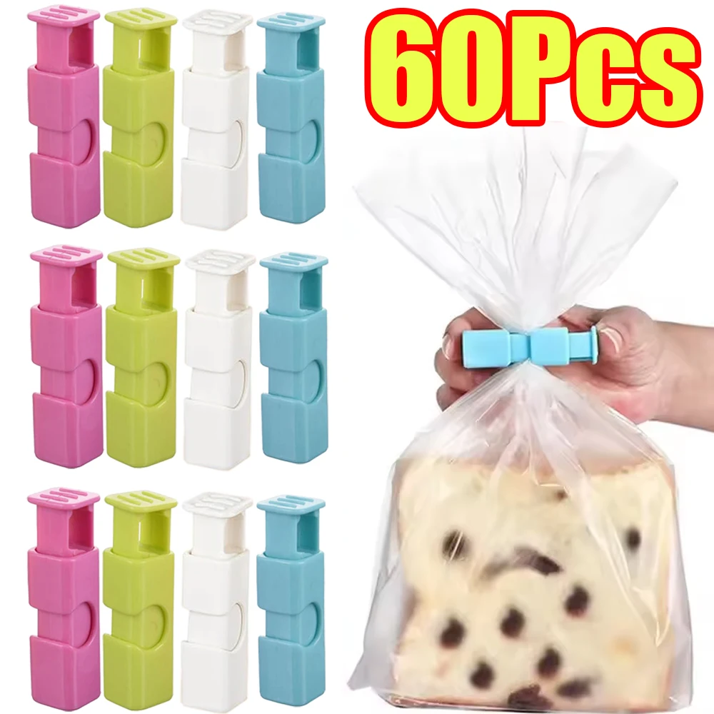 1-60Pcs Food Bag Clips Squeeze Bread Bag Clip Sealing Clips Snack Bag Moisture-proof Fresh-keeping Clips Reusable for Sealing