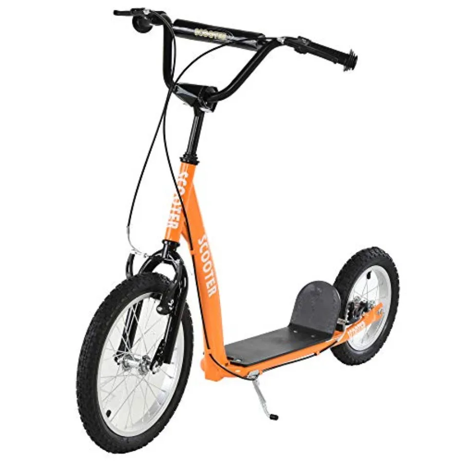 

Youth Kick Scooter for 5+ with Adjustable Handlebar 16 Front and 12 Rear Dual Brakes Inflatable Wheels in Blue