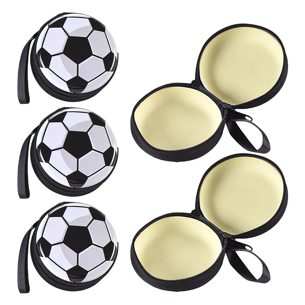 5 pièces, boîte de rangement pour pièces de monnaie en forme de ballon de football, boîte en fer blanc créative, porte-monnaie en forme de ballon de football, organisateur portable pour les sports de plein air.