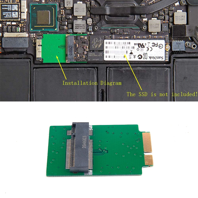 M.2 NGFF SSD Card 12 + 6 Pin Adapter Board For MacBook Air 2010 2011 A1370 A136