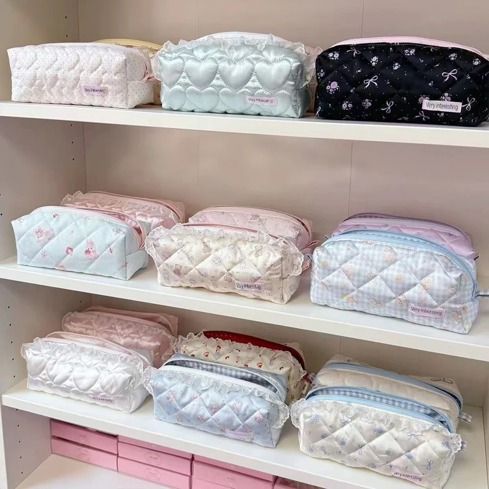 New Cute Satin Handmade Pencil Case Suitable for DJ Action Camera Storage Bag Makeup Brush Bag