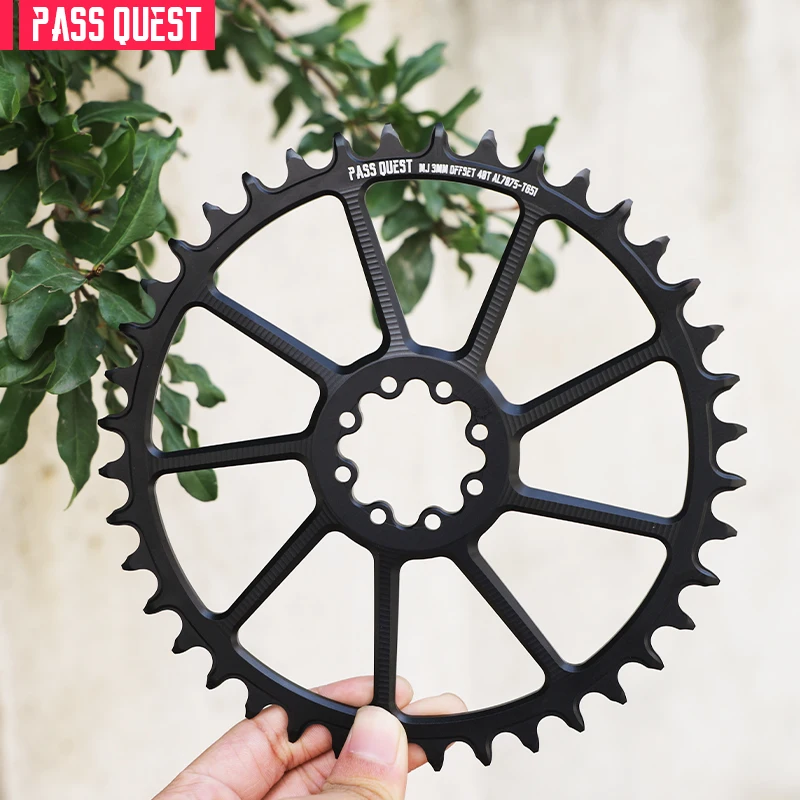 PASS QUEST Bicycle Chainring 8-Bolt Direct Mount Narrow Wide Chainwheel 40/42/44/46/48T 3mm Offset for Magene Dynamometer Crank