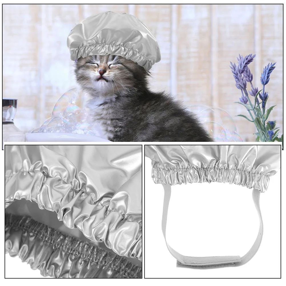 

Pet Shower Cap for Dogs and Cats Reusable Waterproof Bath Hat Made of Satin Eva Easy Clean Flexible Design for Home Grooming