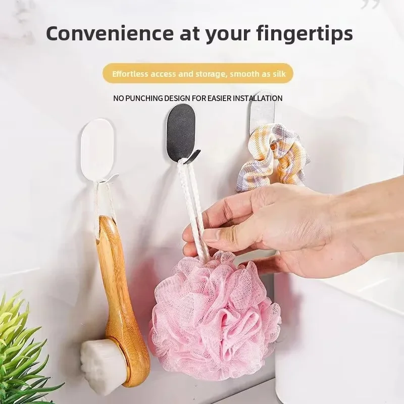 No Mark Self-Adhesive Stainless Steel Hooks, Heavy Duty Drillless Wall Mount Hooks for Home Bathroom Kitchen Use