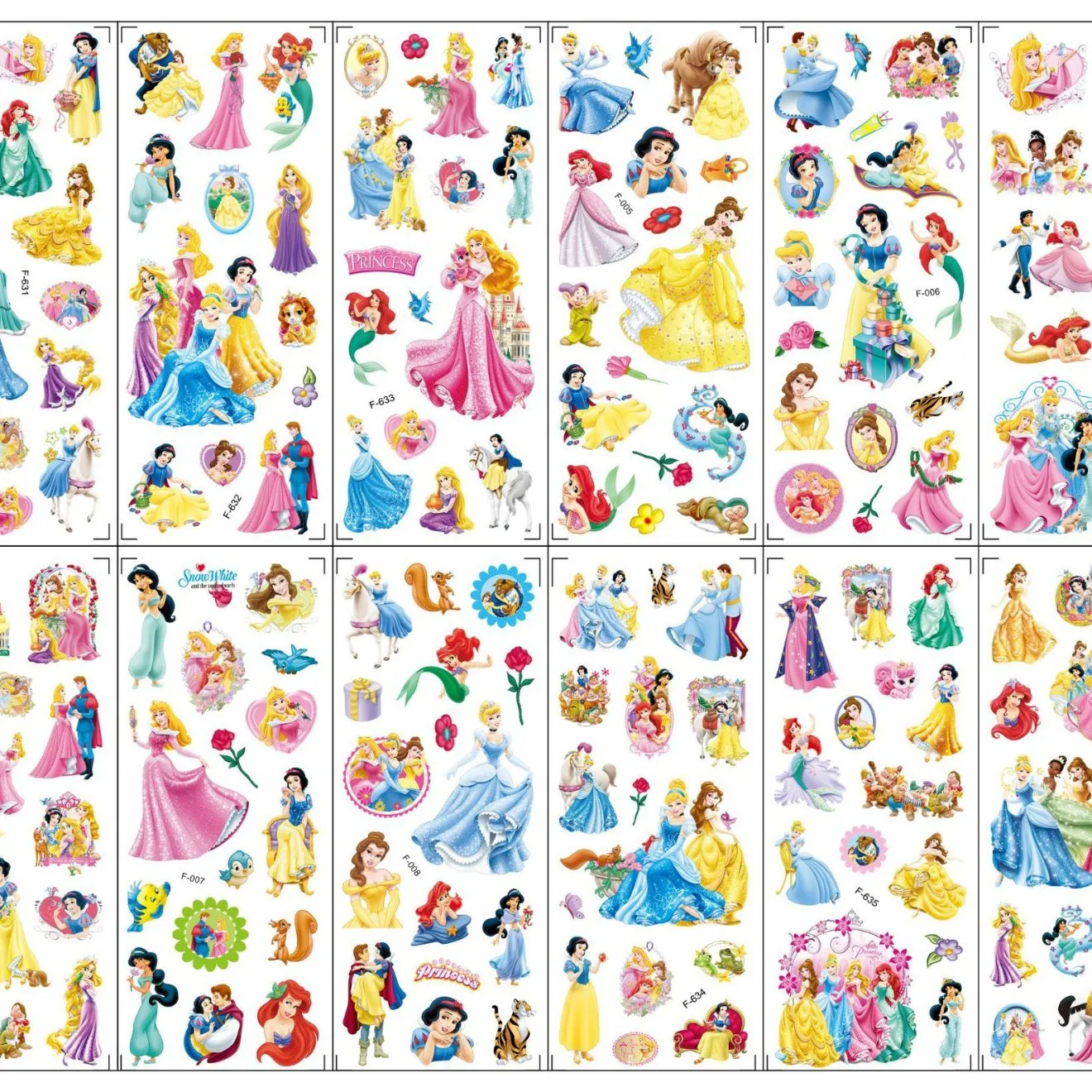 12 feuilles/ensemble 3D Disney dessin animé Mickey autocollant Kawai glace et neige princesse Winnie l'ourson personnages de dessins animés Graffiti autocollants
