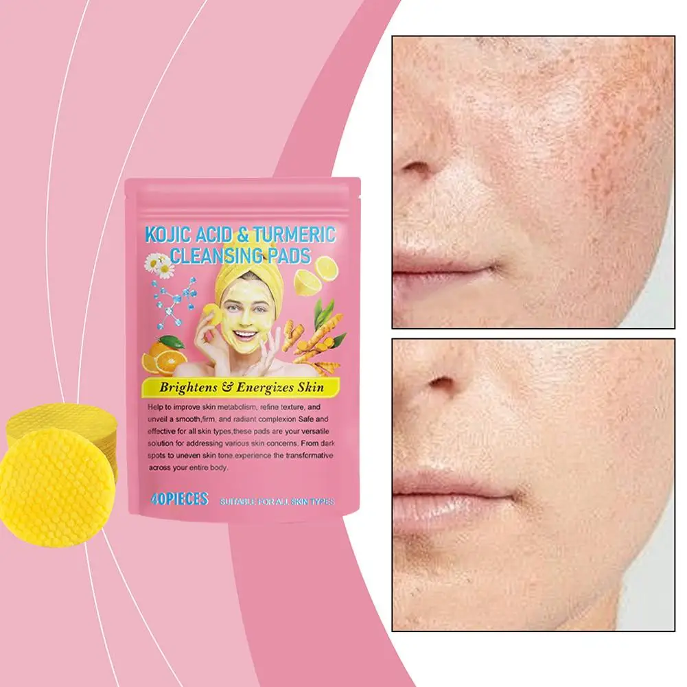 40/80/120pc Face Cleansing Sponge Professional Turmeric Kojic Acid Facial Cleansing Pads For Removing Dead Skin Skin Exfoliating