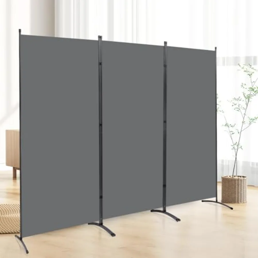 

6 FT Tall 3 Panel Folding Room Divider Screen with Metal Frame Portable Freestanding Fabric Privacy Partition for Office Bedroo