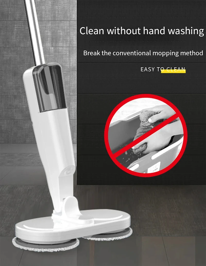 ممسحة دوارة لاسلكية قابلة لإعادة الشحن عبر USB 2025 - منظف أرضيات رطبة/جافة 2 في 1 مع خزان مياه ورذاذ بخار
