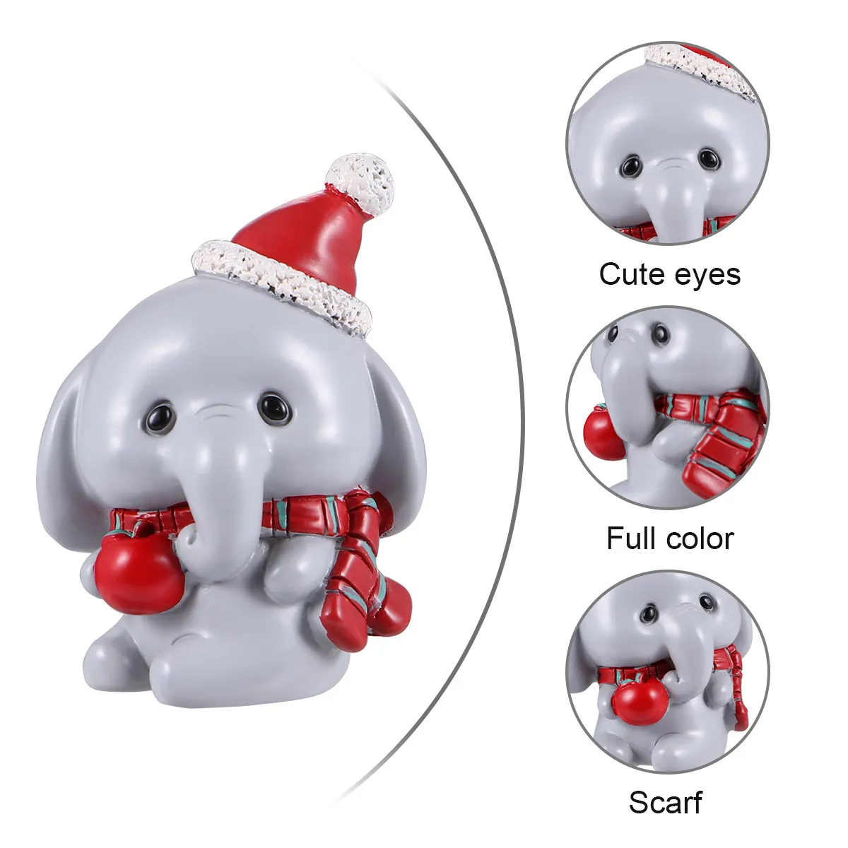2 Pcs Miniature Christmas Ornaments Resin Crafts Landscape Accessory for Home Decor