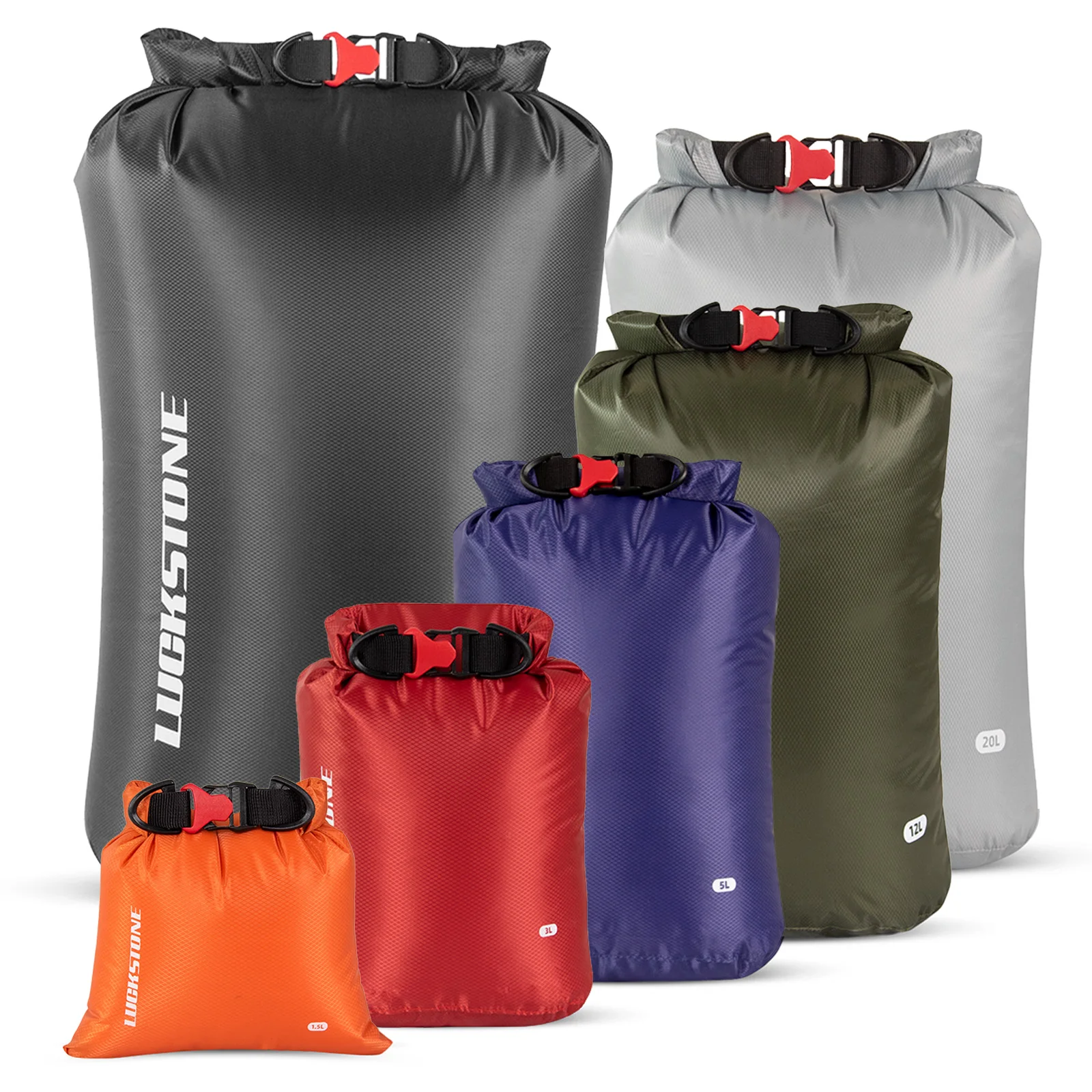 6PCS Ultralight Waterproof Dry Bag Set 70D Tear-Resistant for Outdoor Camping Backpacking Kayaking Boating and Travel Drybag