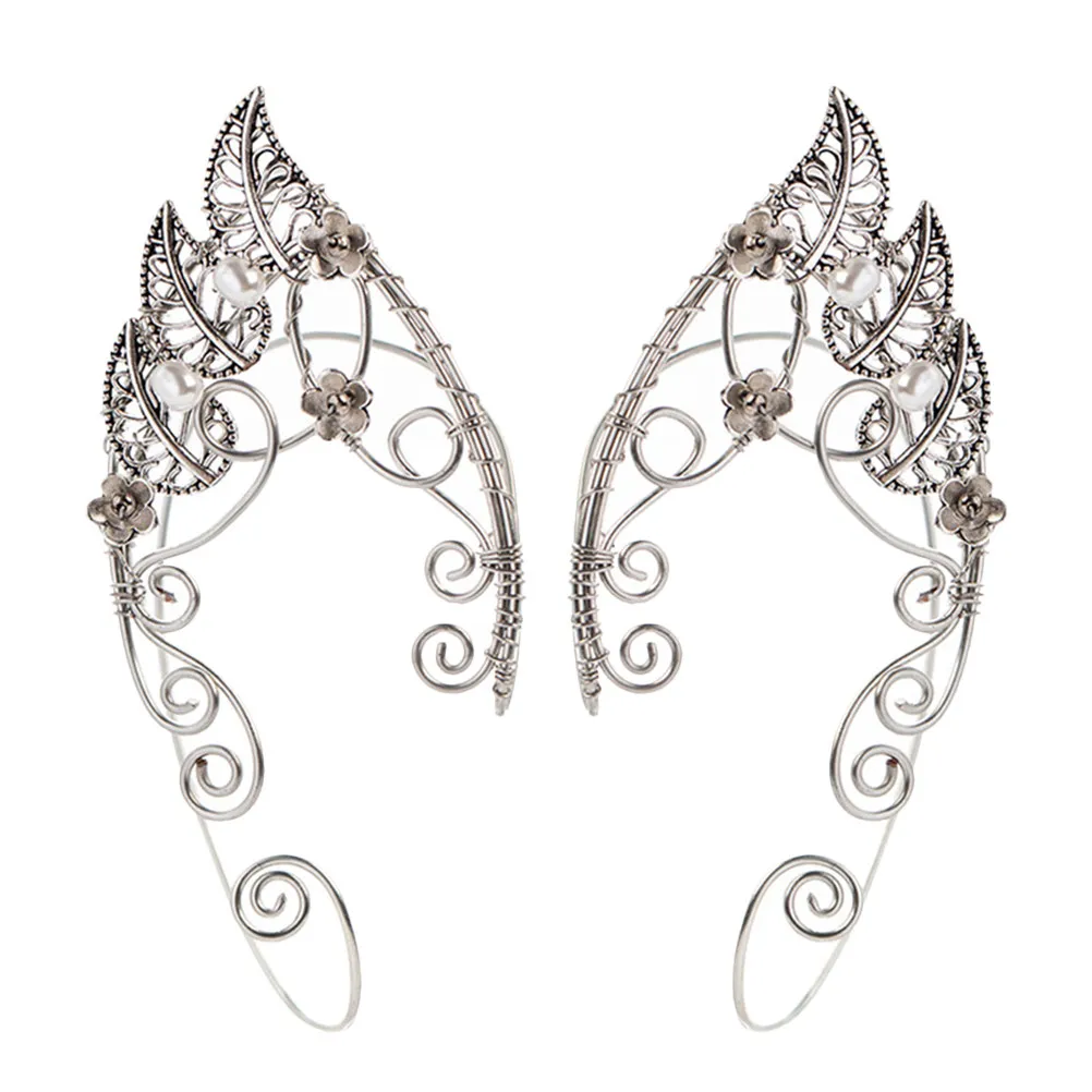 1 Paar Blattförmige Ohrklemmen Ohne Piercing Clip-On Ohrringe für Frauen Elegante Geschwungene Ohrknochen-Accessoires Modeschmuck Geschenk