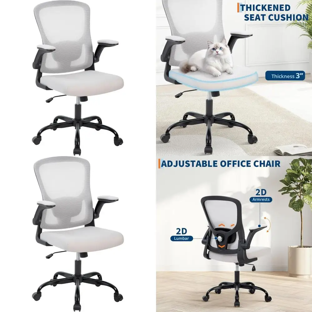 

Ergonomic High-Back Mesh Chair with Adjustable Lumbar Support and Swivel Function for Home Office
