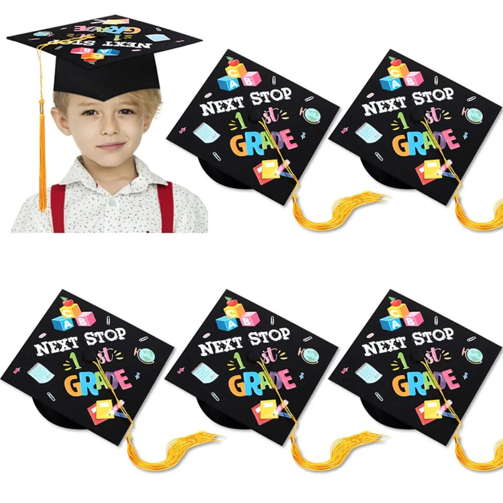 2025 Neues Doktoruniform-Abschlusskleid, Bachelor-Uniform, gestrickt, mehrfarbig, für Grundschüler, Performance-Anzug