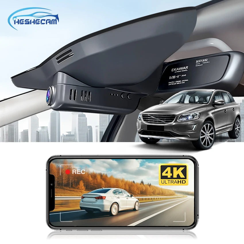 Dash Cam for Volvo XC60 2014 2015 2016 2017, HESHECAM 4K 2160P Car DVR WIFI Video Recorder Car Camera,Easy Install, Night Vision