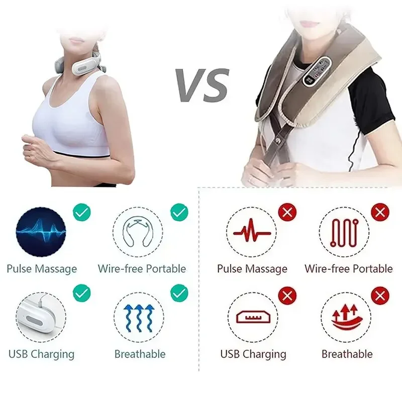 Máquinas de masaje de cuello eléctrico inteligente, recargable, calefacción, prensado en caliente, instrumento de masaje de cuello de pulso magnético