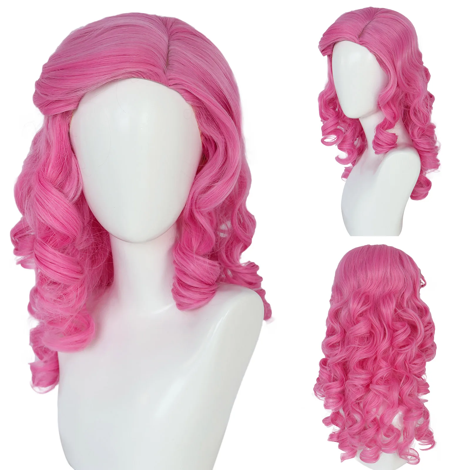 باروكة كوسبلاي صناعية قصيرة باللون الوردي، مناسبة للنساء كشعر مستعار لارتدائها