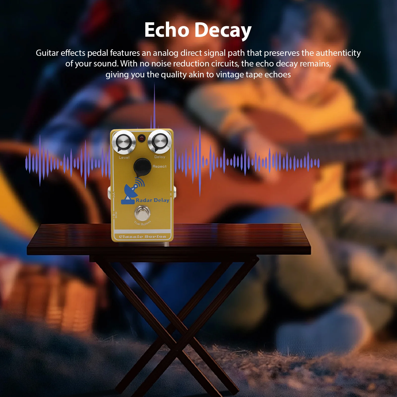 Pedale effetti ritardo chitarra Ritardo ibrido analogico-digitale Pedale effetti circuito BBD reale Decena eco ottimizzata a distorsione