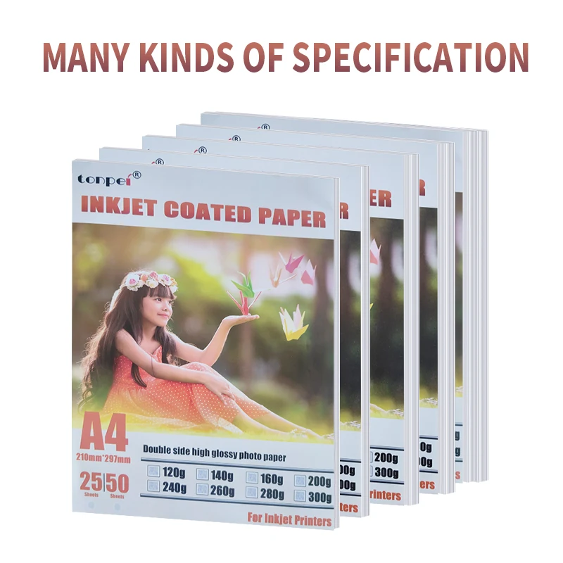 A4 Double Side High Glossy Inkjet Coated Paper For Use In Making Menu Cover Brochures Photo Picture 25sheets 8.3inch*11.7inch