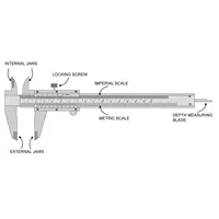 6 inch / 150 mm Vernier Caliper Measuring Tool Inch/Metric Dual Reading Scale Professional High Accuracy Metal Vernier Caliper G