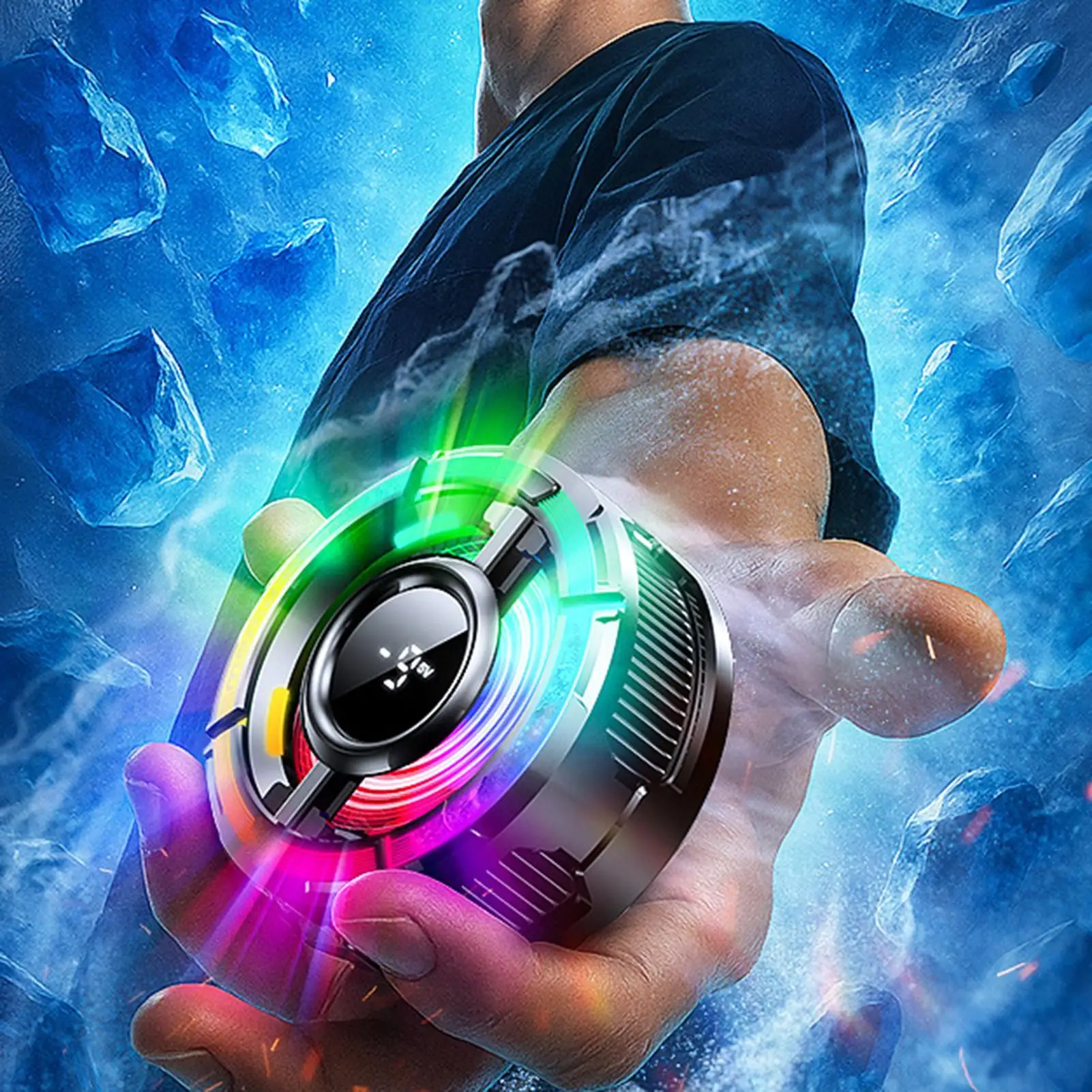 

Вентилятор охлаждения телефона Охладитель радиатора мобильного телефона Вентилятор с RGB-подсветкой Интеллектуальный контроль температуры Охлаждающие аксессуары для мобильного телефона