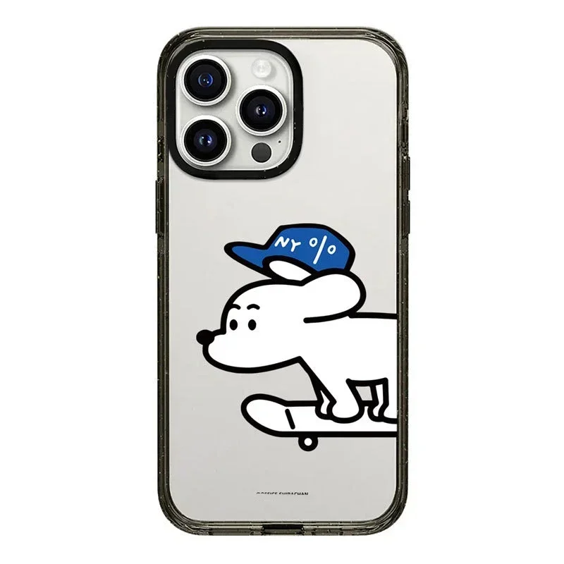 

Upgrade Acrylic Border Cute Skateboard Dog Phone Case Cover for IPhone 11 12 13 14 15 Pro Max Case for IPhone 14 Pro Max