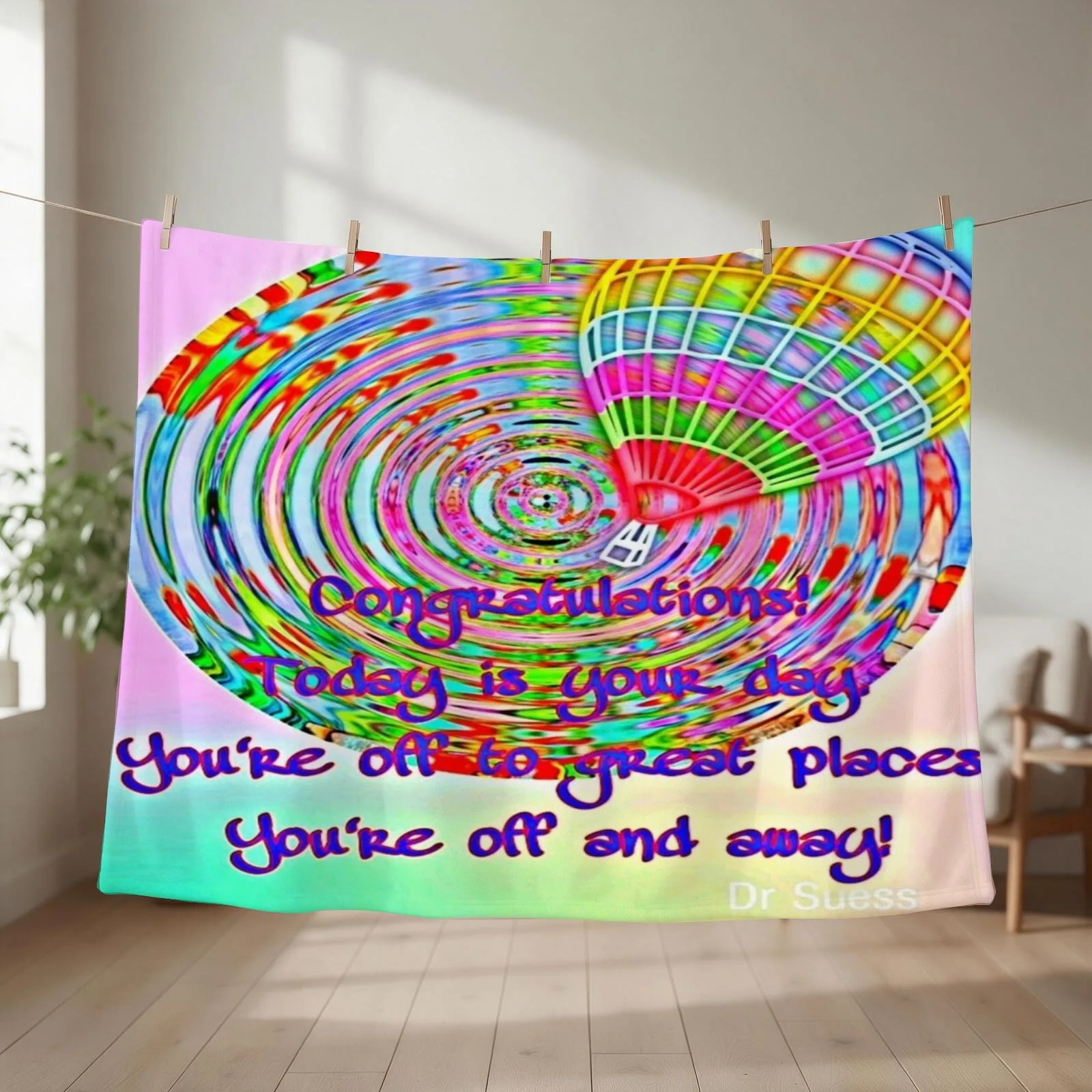 Congratulations! Today is your day., quote Dr Suess. Throw Blanket bed plaid Summer Beddings warm for winter Summer Blankets