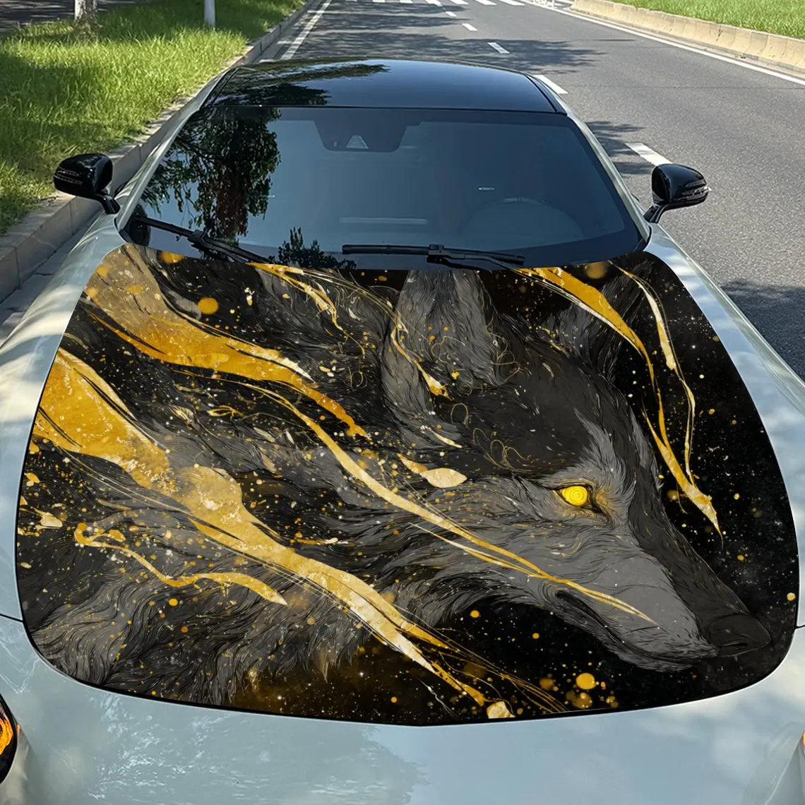 

Wolf Car Hood Stickers-Long Lasting PVC Vinyl Coating Suitable For Various Vehicles, Outdoor Car Accessories, Waterproof And Scr