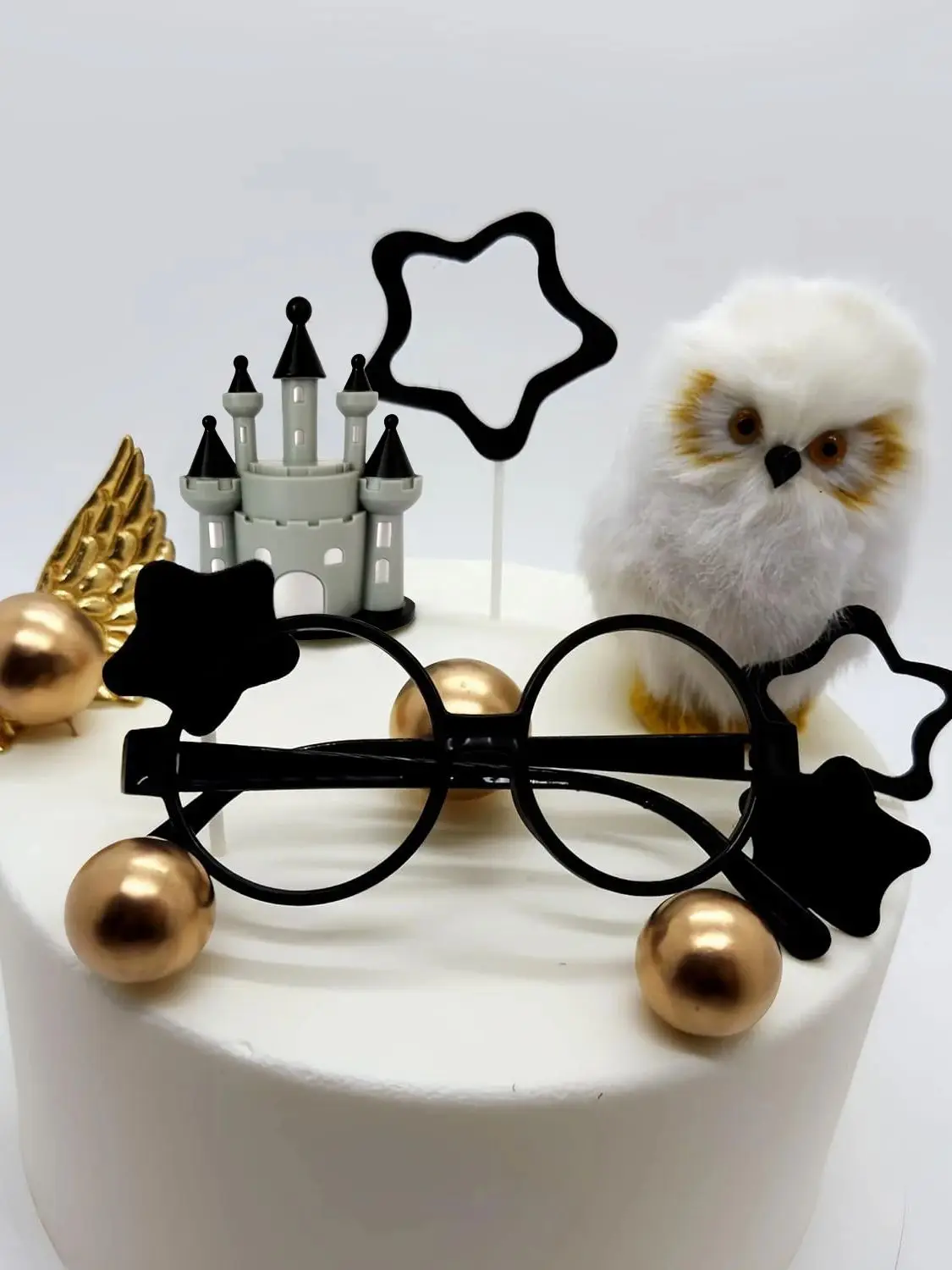 Fournitures de fête de magicien, décorations de gâteau de château magique, décorations de gâteau sur le thème de magicien à paillettes, garniture de gâteau de magicien magique