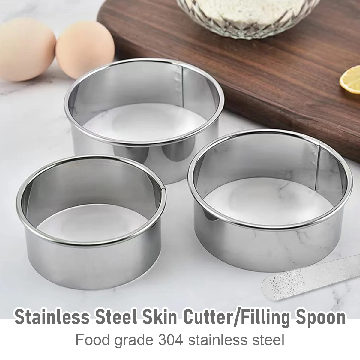 304 Stainless Steel Dumpling Maker, Reutilizável, Press Mold com 3 Cortador de Massa e 1 Colher, Máquina Segura, 7Pcs