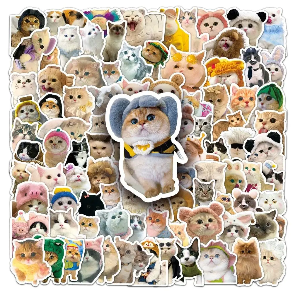 50/100Pcs Paper Cat Emoticon Pack Sticker Refrigerator Guitar Decoration Children's Gift Toys Sticker Waterproof Pet Sticker