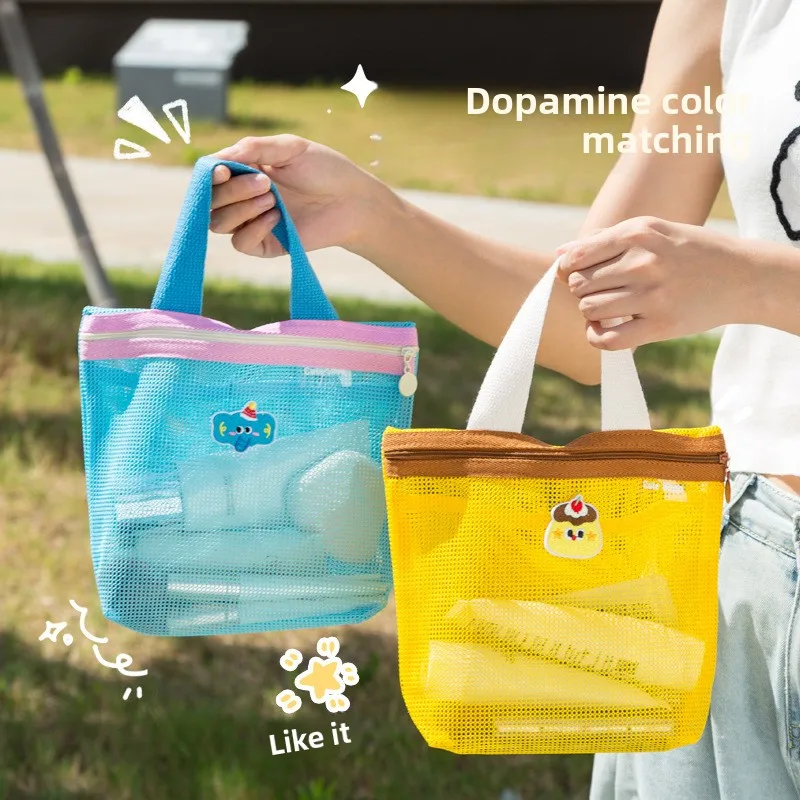 سعة كبيرة العناية بالبشرة حقيبة التخزين المرأة حقيبة مستحضرات التجميل فرشاة للمكياج أحمر الشفاه أدوات الزينة شبكة حقيبة التخزين شفافة #3