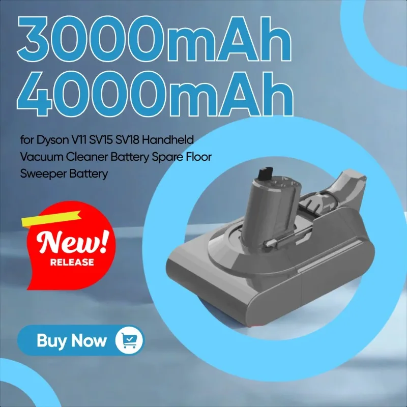 

3000mAh 4000mAh Rechargeable battery for Dyson V11 SV15 SV18 Handheld Vacuum Cleaner Battery Spare Battery Floor Sweeper