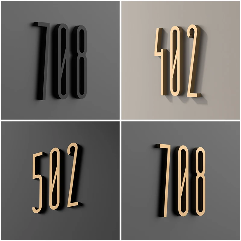 En la puerta, apartamento Extra, casa Exterior flotante, edificio de Metal, dígitos 3D, número, arte, decoración nórdica para el hogar, pegatina de pared acrílica