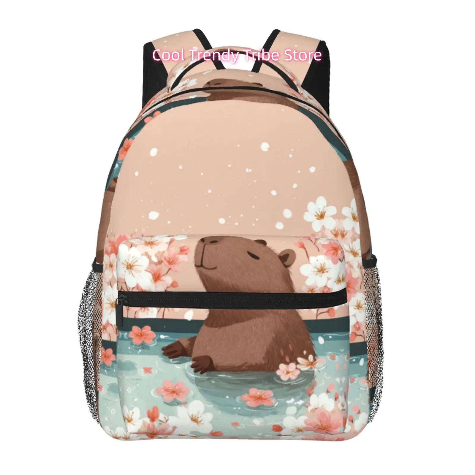 

Capybara in Cherry Blossom Hot Spring Print Backpack, Adjustable Shoulder Straps, Oxford Cloth, for Casual Outings And Travel
