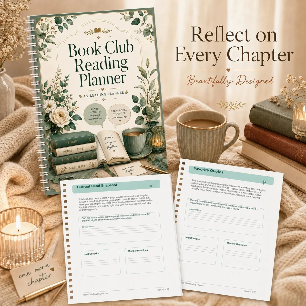 Book Club Journal Notebook and Reading Planner, Elegant Group Reading Organizer for Book Review Prompts, Reading Schedule