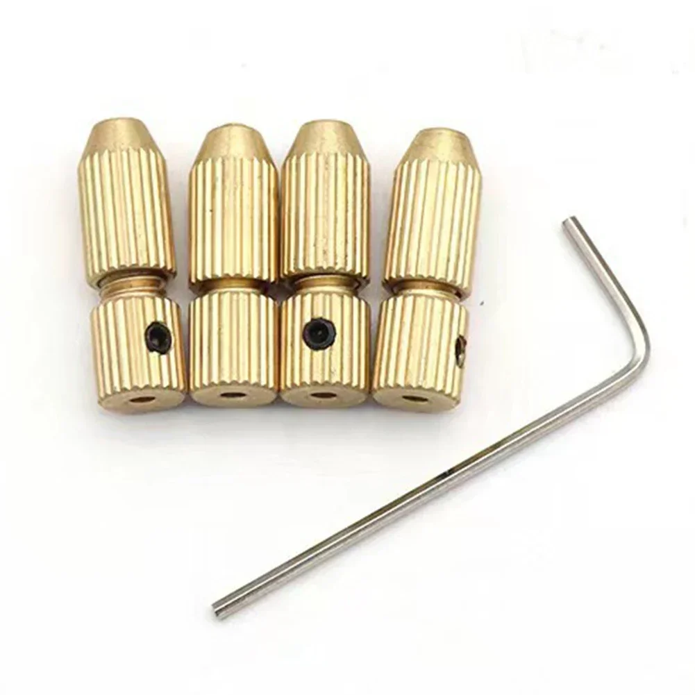 2PCS Drill Chuck Key Wrench Set 2.0mm Shaft Hole Brass Motor Shaft Clamp Small Collet Adapter Fixture Drill Chuck Adapter