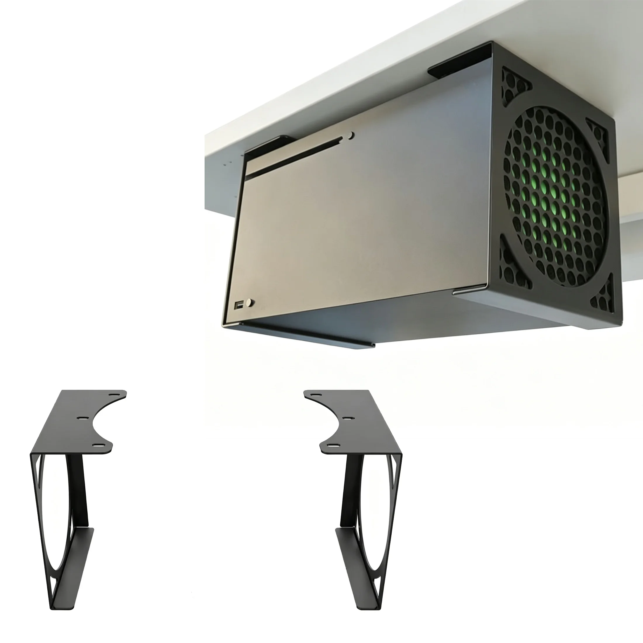 Under Desk Holder For XSX Space-Saving Long-lasting Cool Design Mount Bracket Gaming All Metal Console Holder Efficient Cooling