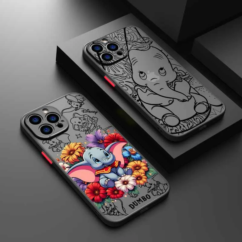 Disney Dumbo lindo para iPhone 17 17Air 16E 16 15 14 13 12 11 mini Pro Max Plus funda de teléfono translúcida esmerilada