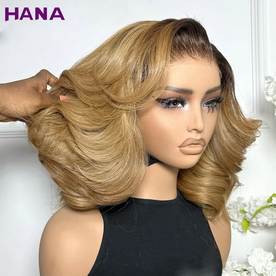 

Multiple Colors Transparent Lace Body Wave 13x4 Lace Frontal Wigs Pre-Plucked Remy Short Bob Human Hair Wavy Wigs For Women