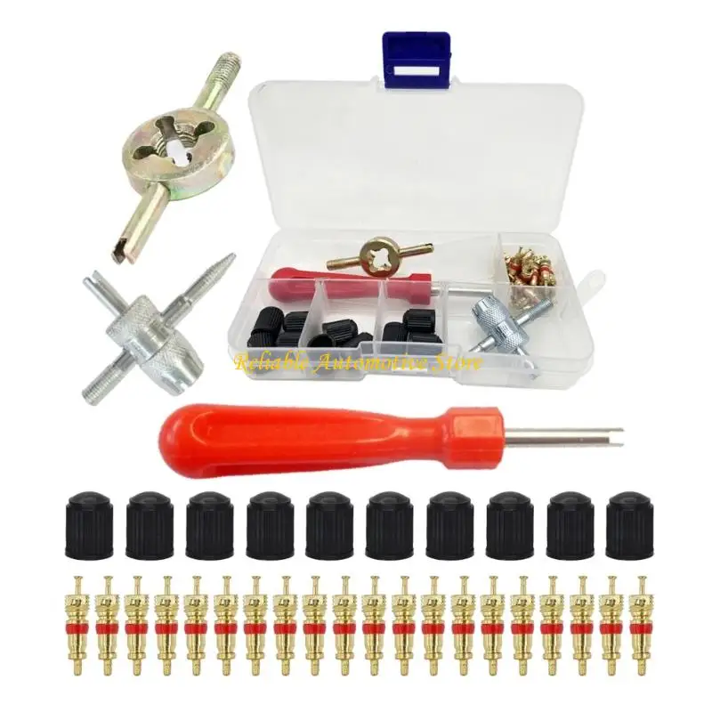 M68B 33PCS VALVES CORES بدائل الأداة طلاء مقاوم للتآكل لإطارات المركبات