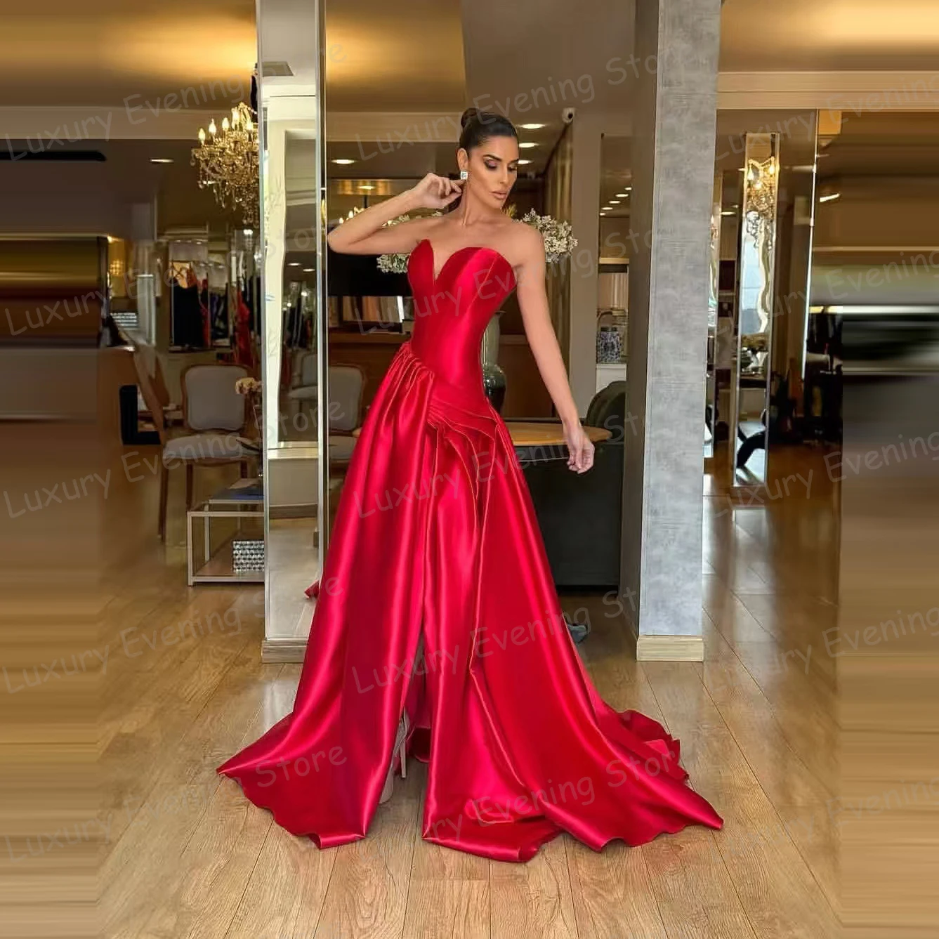 

Simple Sweetheart Evening Dresses A Line Woman's Sleeveless Pleat Satin Fashion Prom Gowns 2025 Customized فساتين سهرة