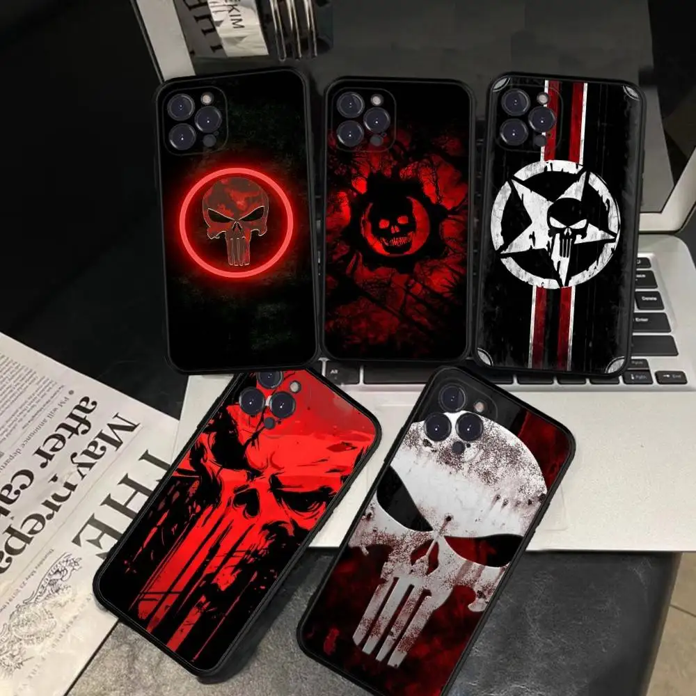 Classic Popular Characters P-Punisher Logo Phone Case For IPhone 16 15 14 13 12 Mini 11 Pro XS Max X XR SE 6 7 8 Plus Soft