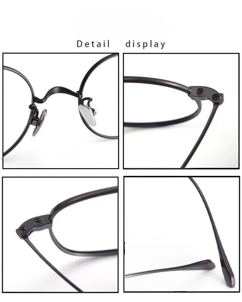 Prescription Lightweight Titanium Glasses Frame G-198T for Men and Women Round Small Myopia Eyeglasses Anti Blue Light Eyewear