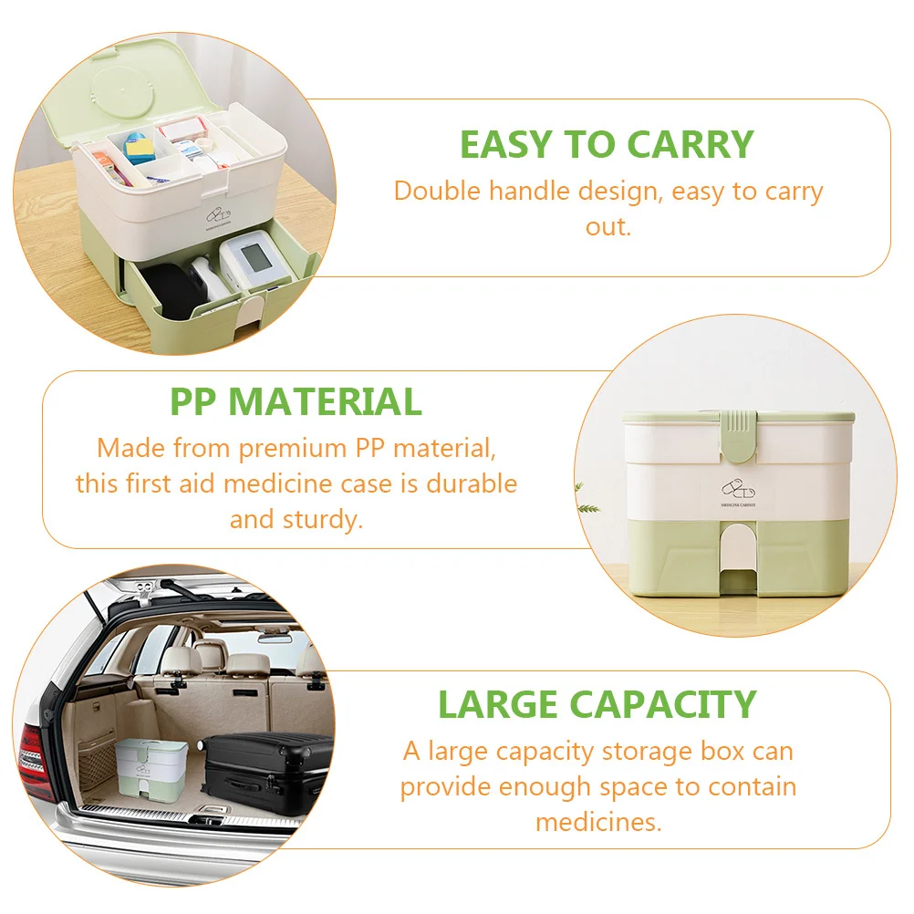 Przenośny organizer na leki, wielokomorowy pojemnik na apteczkę pierwszej pomocy, wytrzymały materiał PP, idealny do podróży, przechowywania leków w domu.